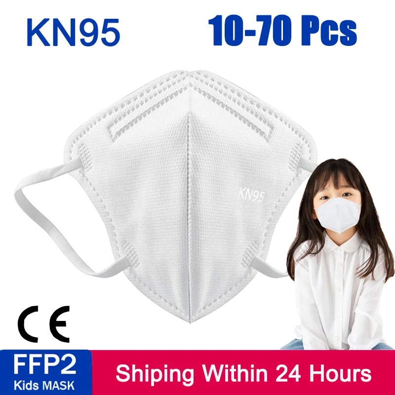 Mascarilla KN95 de 5 capas con filtro para niños, máscara facial antipolvo, PM2.5, FFP2, de 10 a 200 Uds.