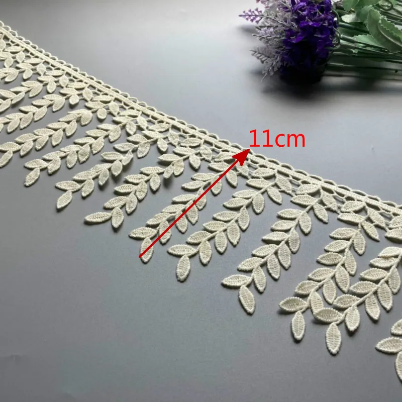 2 Yard Cotton Leaf Tassel Flower Fringe Embroidered Lace Trim Ribbon Fabric Handmade Sewing Supplies Craft Gift Decorative New