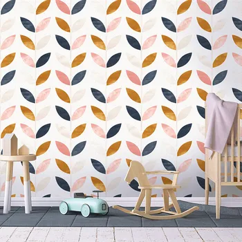 

Modern Leaf Peel And Stick Wallpaper Removable Beige/Brown/Pink/Navy Blue Vinyl Self Adhesive Contact Paper For HomeDecorative