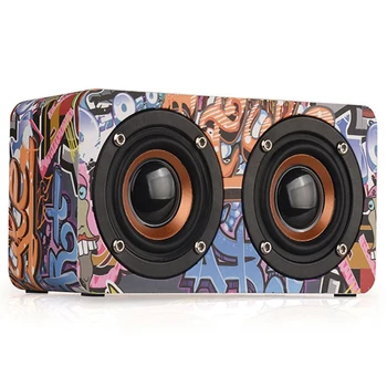 

FFYY-M5 Graffiti Wooden Wireless Bluetooth Speaker Mobile Computer Desktop Home Audio Street Dance Fashion Trend 5V