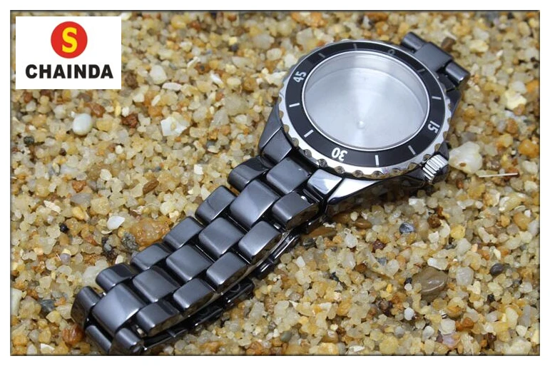 Керамический черный или белый БЕЗЕЛЬ для наручных часов кольцо и ремешок набор подходит J12 для замены часов
