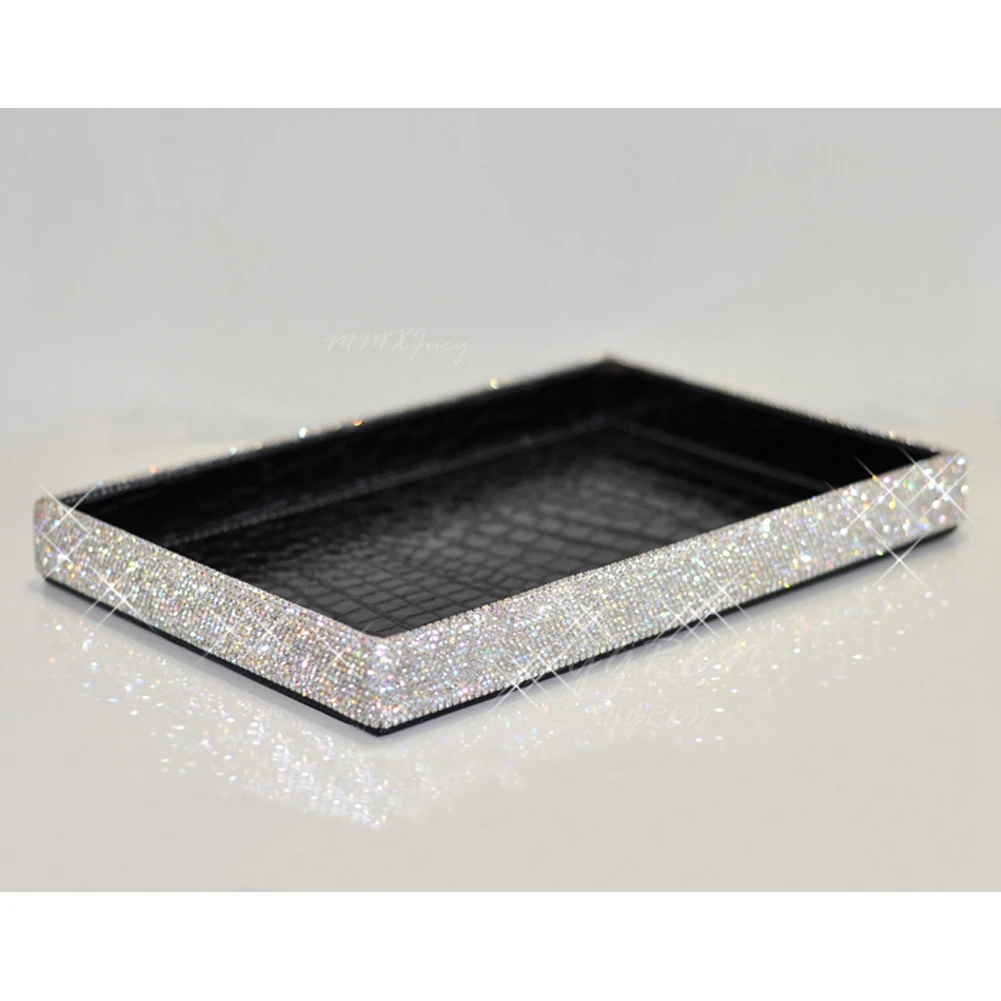 Из искусственной кожи Bling Стразы для укладки уборки блок тип в автомобиль Европейский лоток тип крышка DIY для вашего дома - Название цвета: Белый