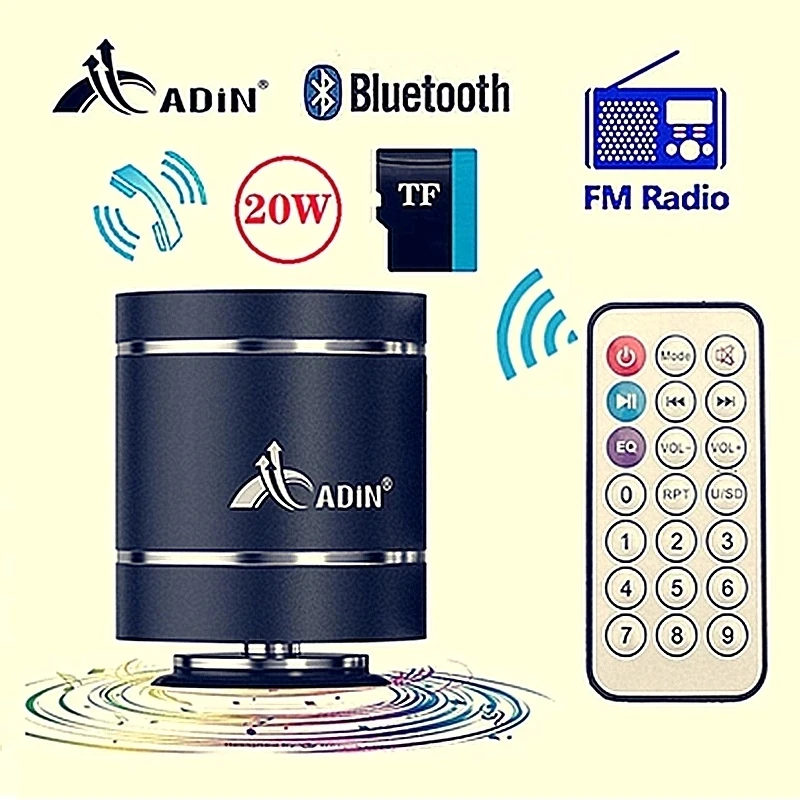 АДИН Bluetooth вибрации Динамик дистанционного Управление Портативный FM радио