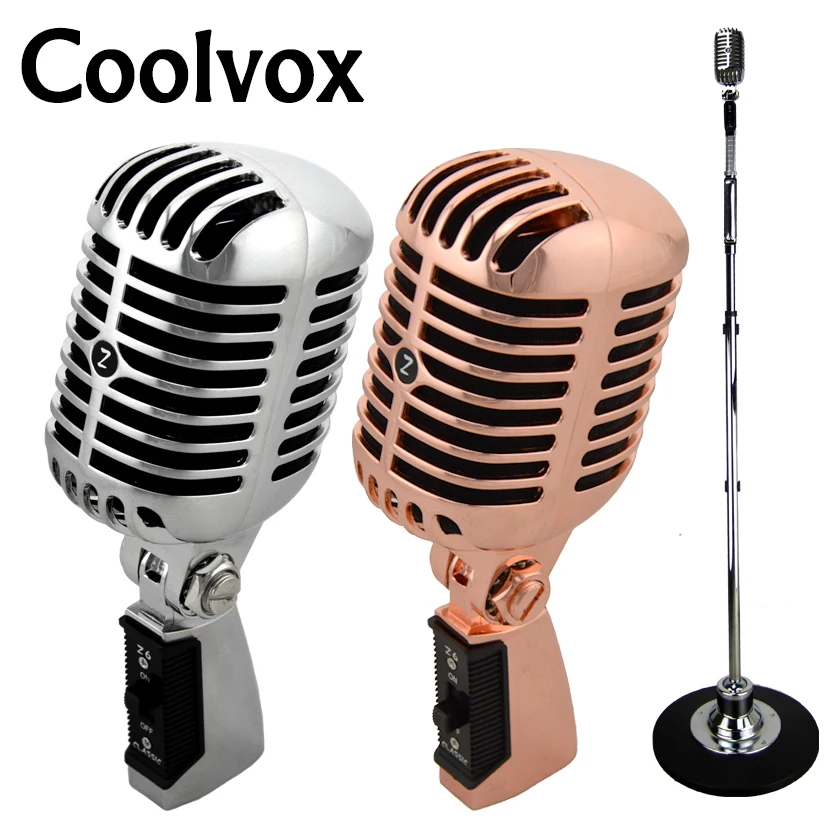 Prata com Estilo Clássico com Bobina Frete Grátis Microfone Profissional Deluxe Vintage Ktv Rotativa Dinâmica z6 –