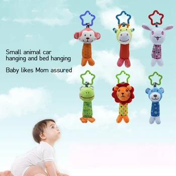 

Infant Toys Mobile Baby Cartoon Animal Plush Toy Bed Rattles Crib Stroller Hanging Bells Toys rabbit lion bear 2020