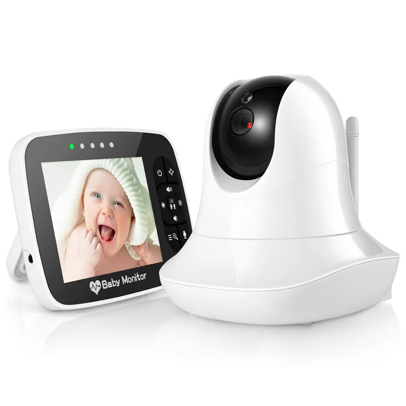 

3.5 Inch LCD Screen Video Baby Monitor with Remote Camera Pan Tilt-Zoom Temperature Display Lullaby Two Way Audio 355° Rotation