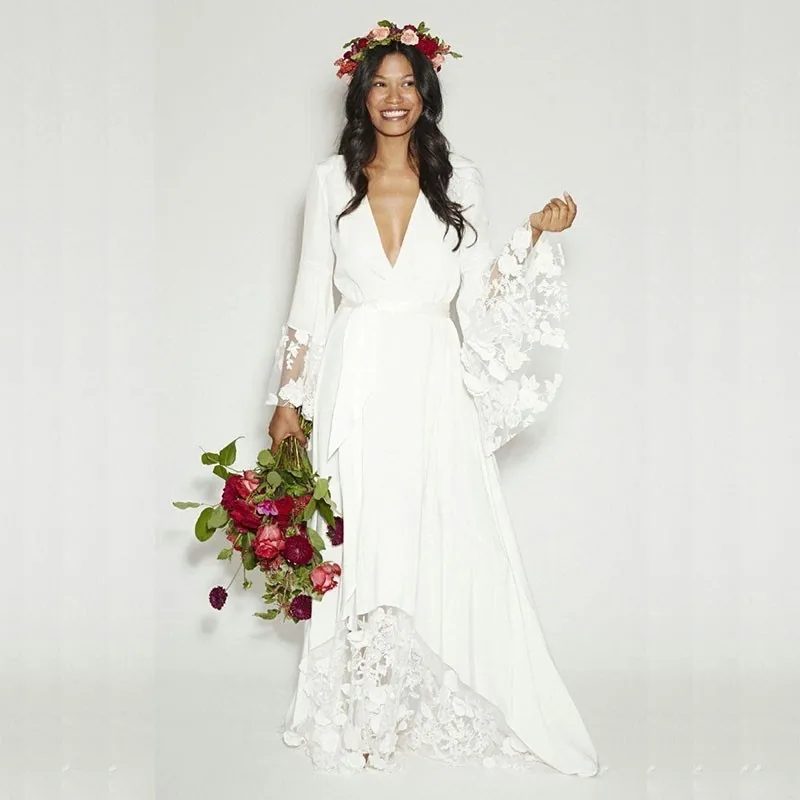 Boho Bruidsjurk Met Vintage Lange Mouwen Robe Mariage Vestido De Novia Bohemios Hochzeitskleid Moeder Van De Bruid Jurken Boho Bruidsjurk Met Vintage Lange Mouwen Robe Mariage Vestido De Novia Bohemios Hochzeitskleid Moeder Van De Bruid Jurken