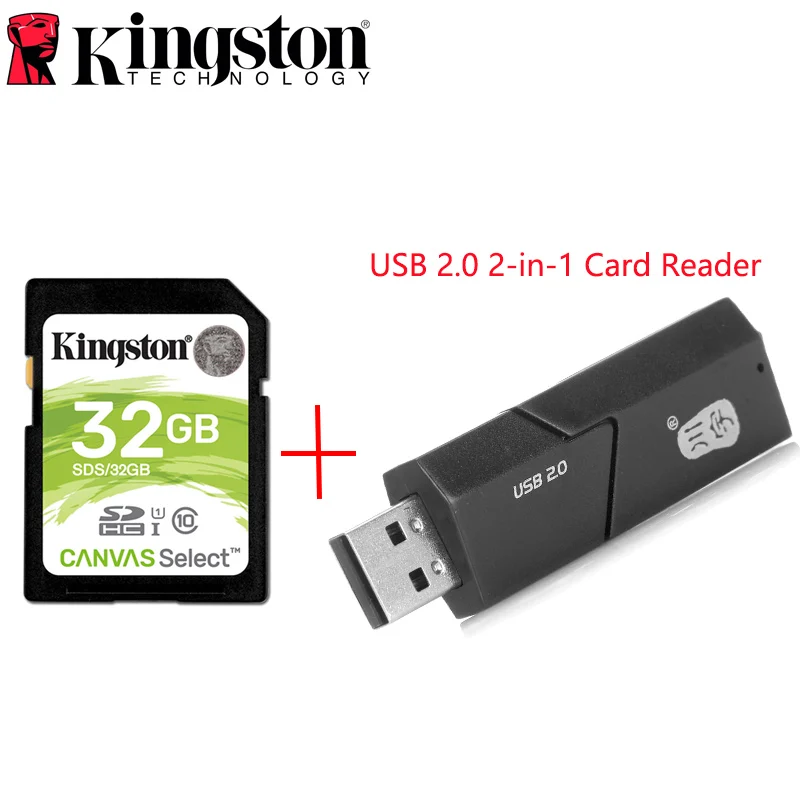 Kingston SD карта памяти 32 Гб SDHC цифровой класс 10 карта памяти 32 Гб Schede Memoria SD для sony цифровая фотокамера DSLR карта - Емкость: KS-SD-32G-2in1Reader