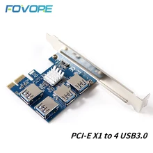 PCIE PCI-E PCI Express Riser Card 1x to 16x 1 to 4 USB 3.0 Slot Multiplier Hub Adapter For Bitcoin Mining Miner BTC Devices
