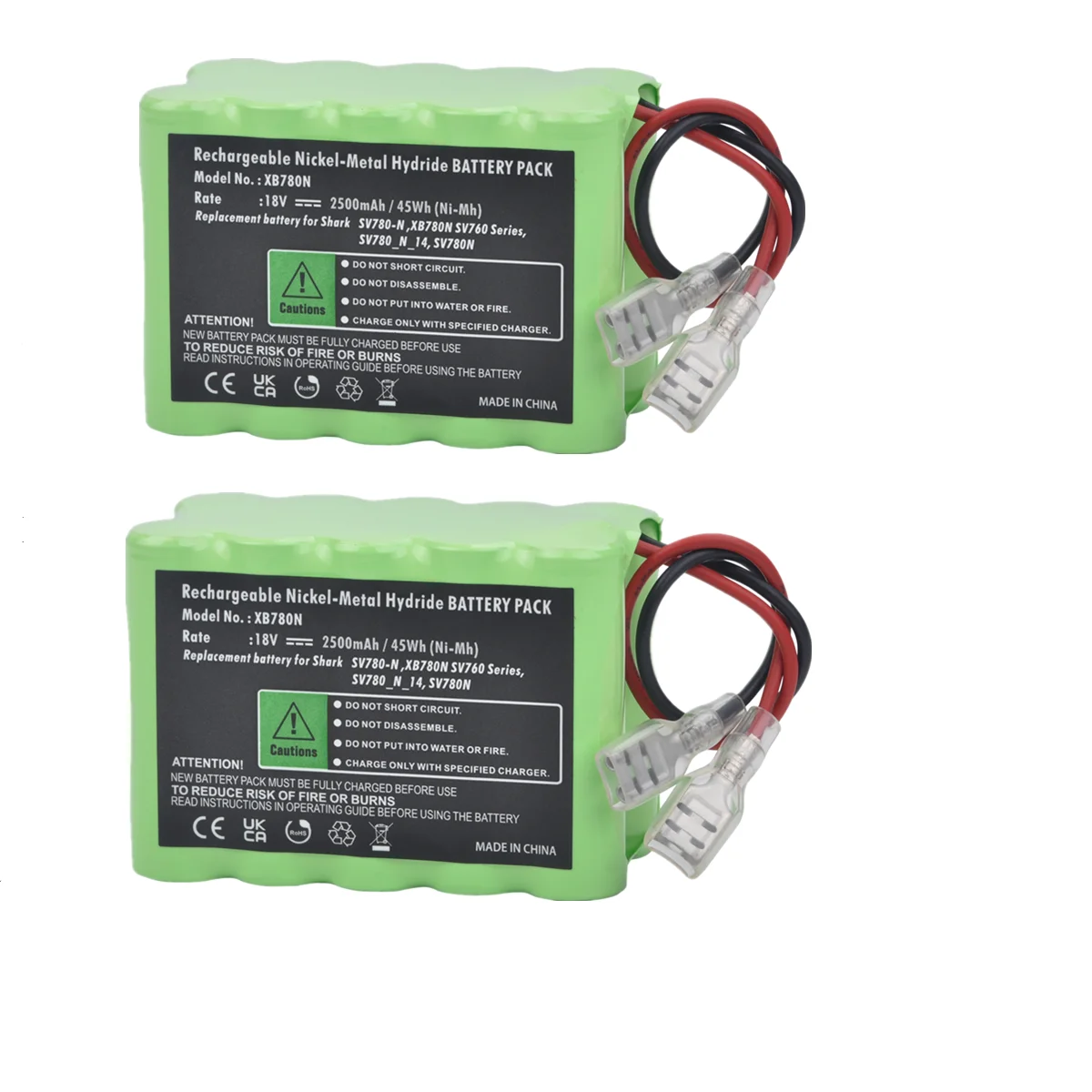2Pcs 2500mAh Vacuum Cleaner Battery for Shark SV780N XB780N SV760