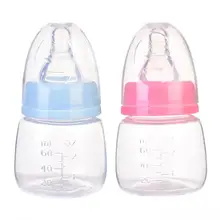 Mini biberón portátil para bebé recién nacido, alimentación sin BPA, alimentador seguro para el cuidado del pezón, botellas de leche y zumo de fruta, 60ML