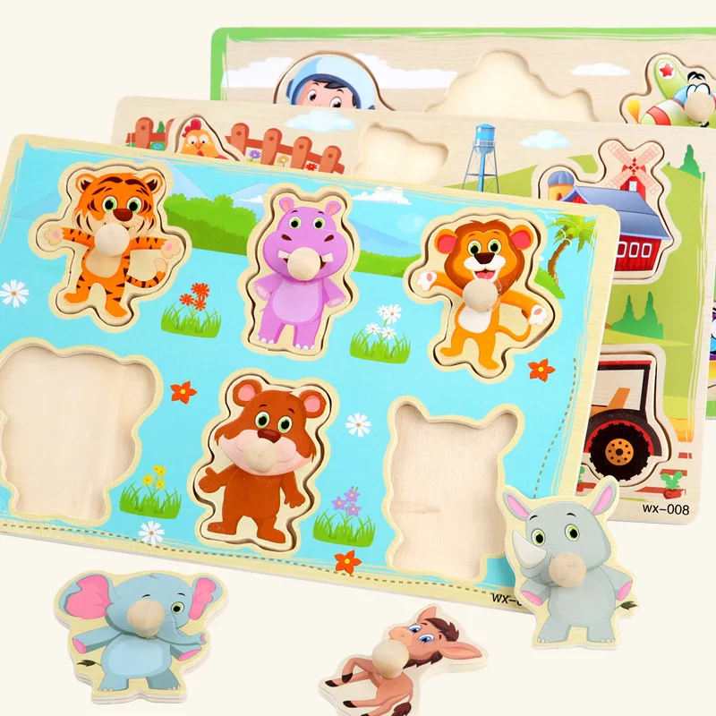 New Baby Montessori Toys Wooden Puzzle Cartoon Vehicle Digital Animal Puzzles Jigsaw Board Learning Educational Toy For Children Puzzles Aliexpress