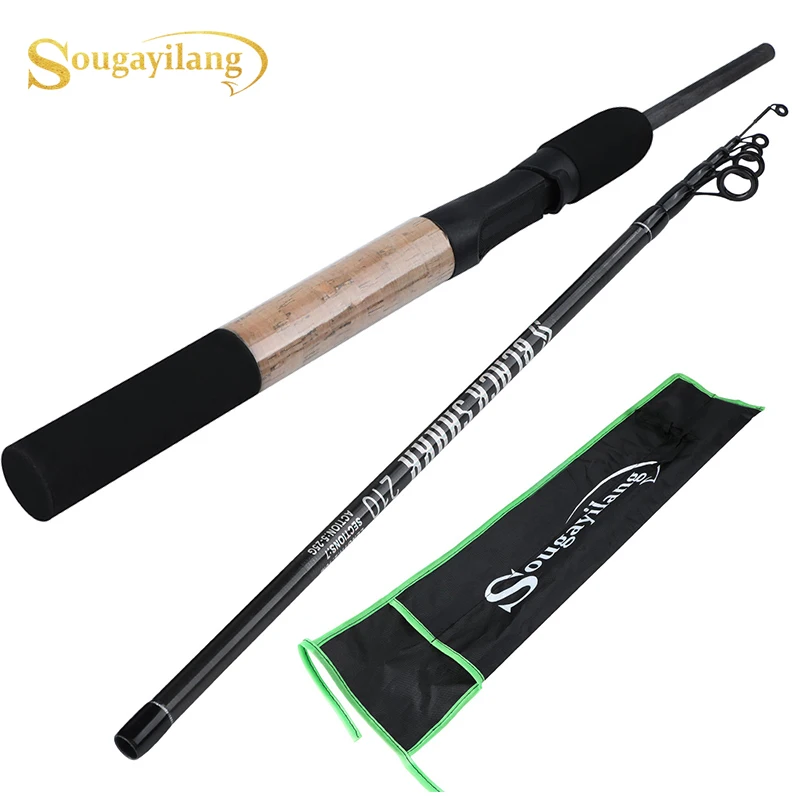 Sougayilang 2.1M Carbon Fiber Spinning Fishing Rod Portable 2 Section Ultralight Telescopic Travel Tackle | Спорт и развлечения