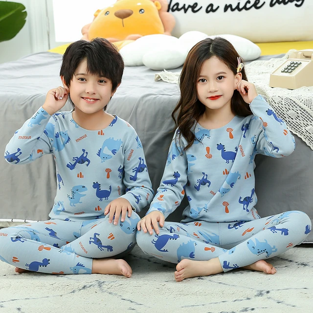 Pijamas de manga larga para bebés, ropa de dormir para niños, conjuntos de  pijamas de algodón para niños de 6, 8, 10, 12 y 14 años, otoño - AliExpress