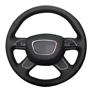 

Car Steering Wheel Cover Hand-stitched Black Genuine Leather For Audi A3 8V Sportback A4 B8 Avant A6 C7 A8 D4 Q3 8U Q5 8R Q7 4L