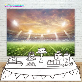 

Football Field World Cup Backdrops Soccer Field Stadium Spot Light Photo Background For Birthday Party Wall Decor Photo Studio