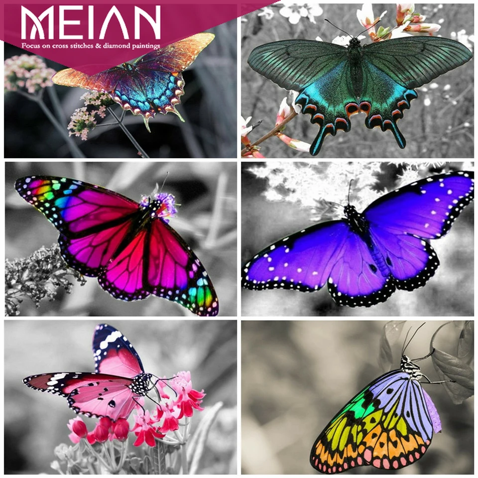 2020 MEIAN Animal Full Drilling Diamond Painting Handicraft Diy Embroidery Cross Stitch Butterfly Home Decoration | Дом и сад