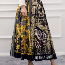 Винтажная плиссированная юбка-Свинг с принтом тяжелого ремесла, Женская Весенняя мода, комплект из двух предметов с имитацией шелковой подкладки