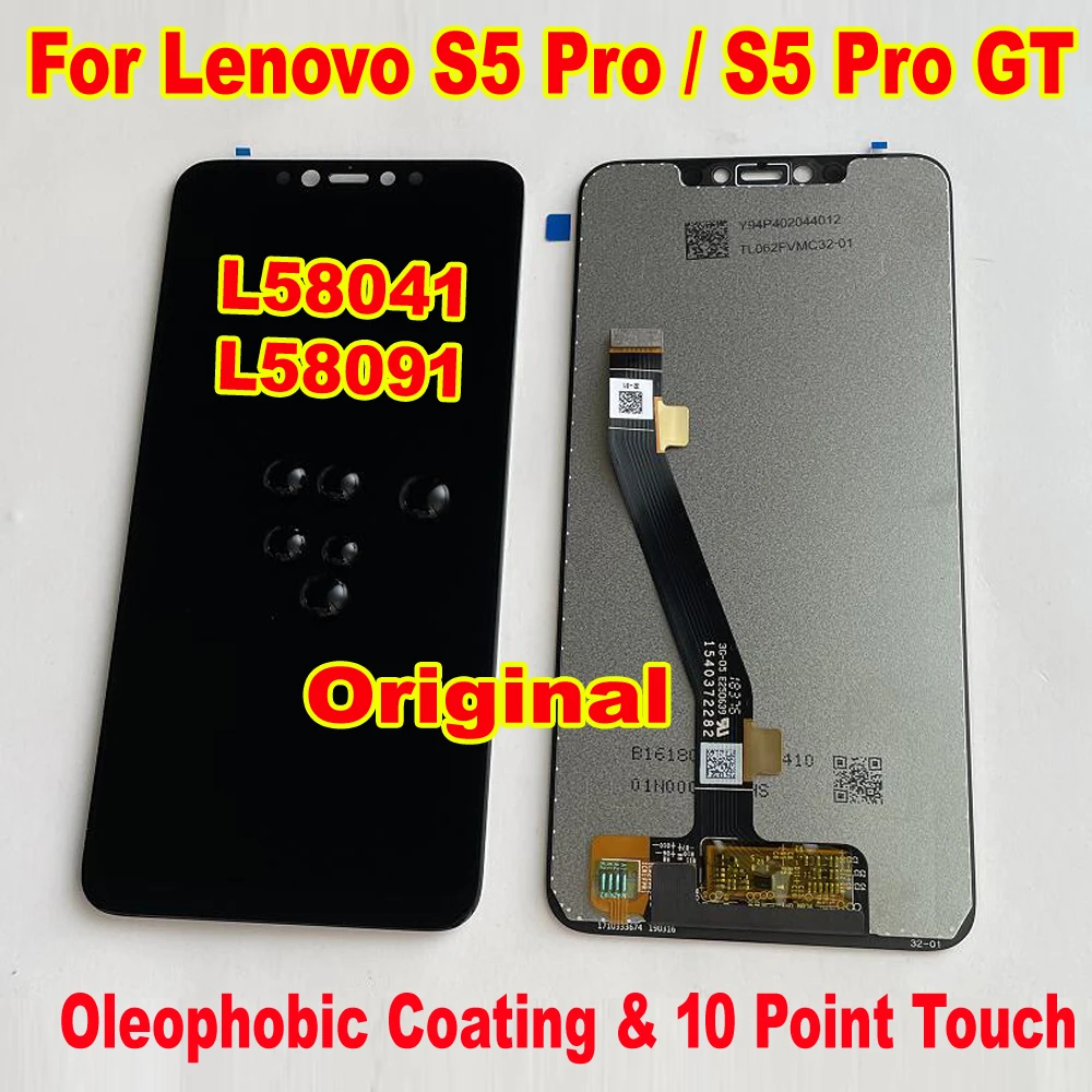 Original New LCD Display Touch Panel Screen Digitizer Assembly Glass Sensor For Lenovo S5 Pro L58041 S5pro GT L58091 Pantalla | Мобильные