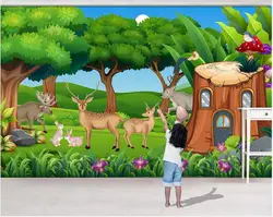 custom Photo wallpaper Tropical forest elk rabbit magic house children's room home decor 3d wallpaper for walls in rolls