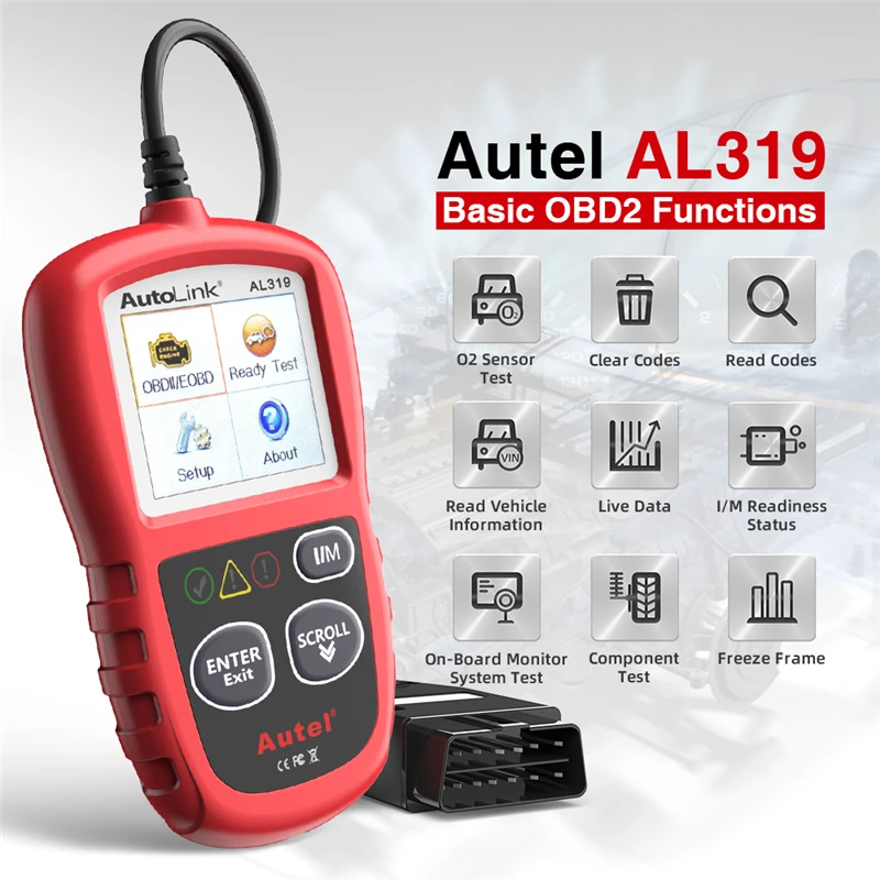 Autel Автоссылка AL319 OBD2 считыватель кодов DIY Автомобильный сканер OBD автоматический диагностический инструмент Automotriz считывание и стирание кода pk AD310 ELM327 - Цвет: AUTEL AL319