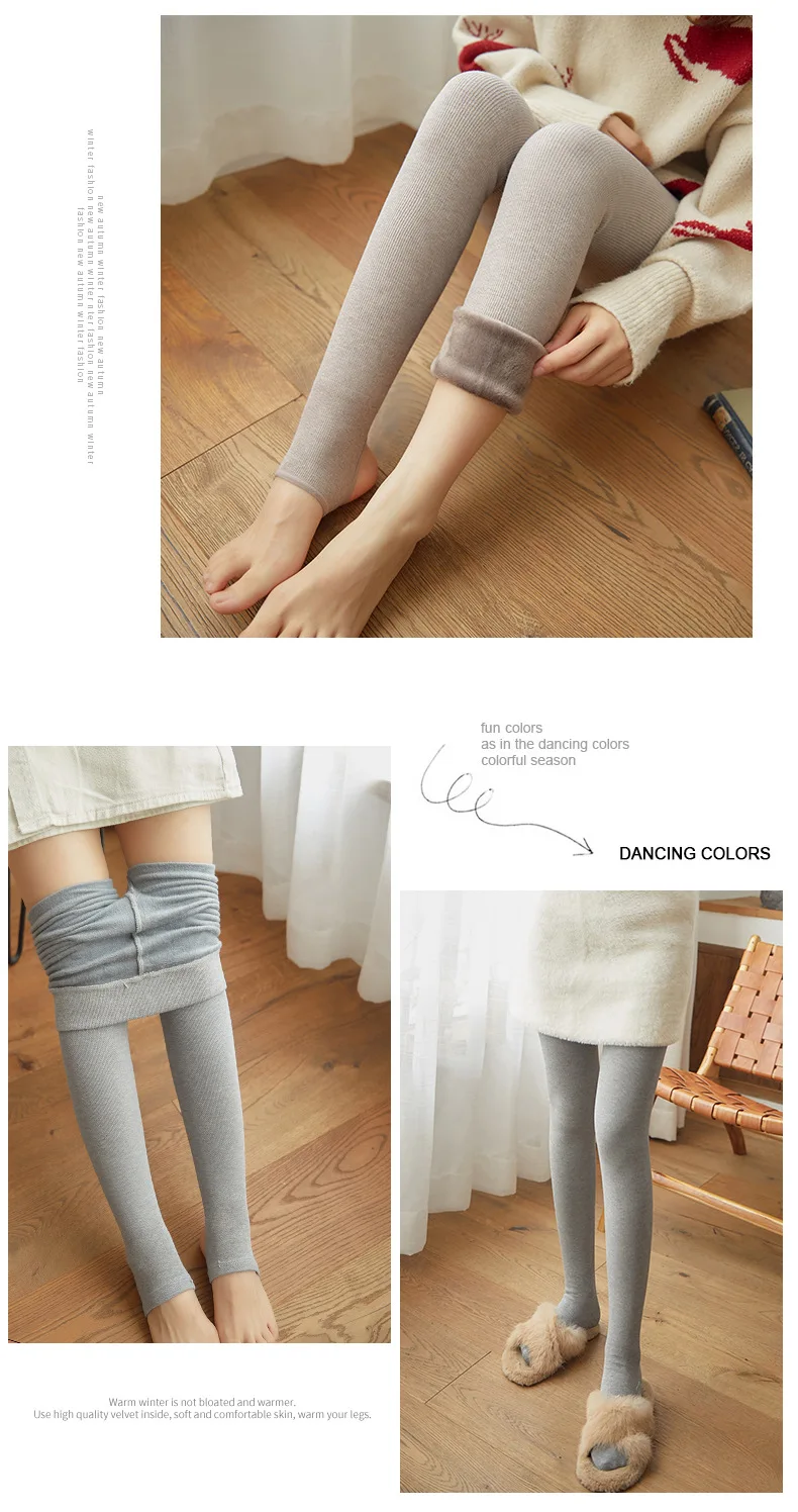 Knitting Sale Casual Winter New High Elastic Thicken Lady's Leggings Warm Pants Skinny Pants For Women Black b427