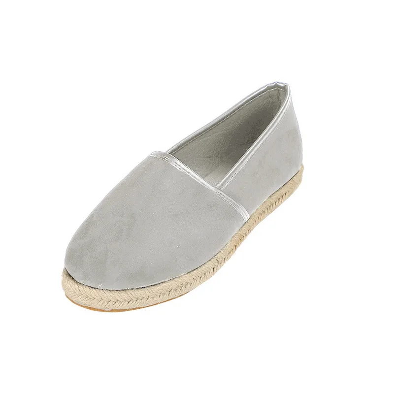 HEFLASHOR/Модная обувь на плоской подошве; однотонная женская Повседневная льняная обувь; женская обувь из пеньки; Espadrille; обувь в рыбацком стиле - Цвет: gray B