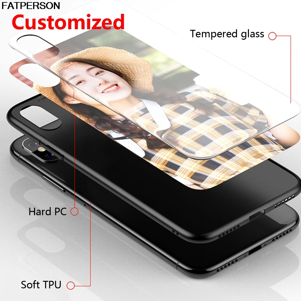 

DIY glass Phone case For iphone 11 ProMax 8 X 10 7 Plus 6s 6 capa Custom Tempered Glass Phone Case For iPhone XS MAX XR 5 5S SE