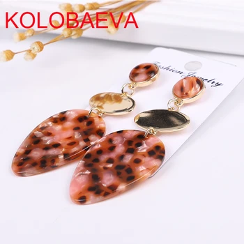 

Long Women Jewelry Earrings Designer Fashion Personality Golden Pendant Acrylic Large Earrings Retro Dangle Geometric Earrings