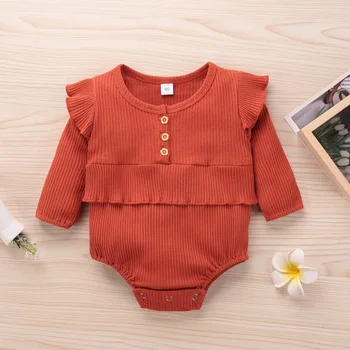 

Spring Newborn Long Sleeve Bodysuit Baby Boy Girl Long Sleeve Ruffle Romper Jumpsuit Infant Autumn Clothes New Arrival