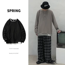 Spring O-Neck Hoodie Men's Fashion Solid Color Loose Hip Hop Hoodies Men Streetwear Wild Casual Sweatshirt Mens Hoody M-5XL Spring O-Neck Hoodie Men's Fashion Solid Color Loose Hip Hop Hoodies Men Streetwear Wild Casual Sweatshirt Mens Hoody M-5XL