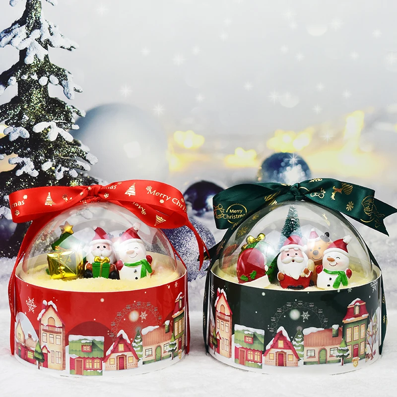 

10 шт. Чистый Красный рождественские подарочные коробки Творческий коробки для тортов и пирожных упаковки для выпечки печенья мусс, десертные чашки, 500 мл 5 дюймов Ясный пластиковый шарик