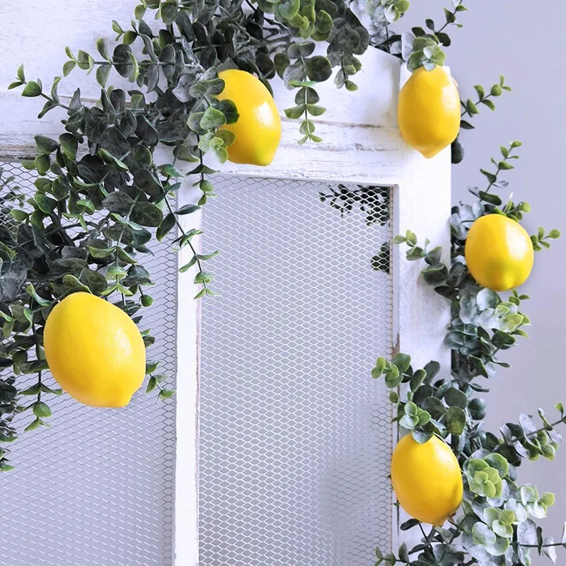 Горячая 20 шт Искусственные лимоны искусственные лимоны фрукты в желтом 3 дюйма длинные х 2 дюйма в ширину