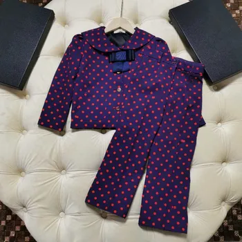 

New girls' high end children's wear in autumn and winter 2020 Children's suit coat + trousers two piece suit Dot suit