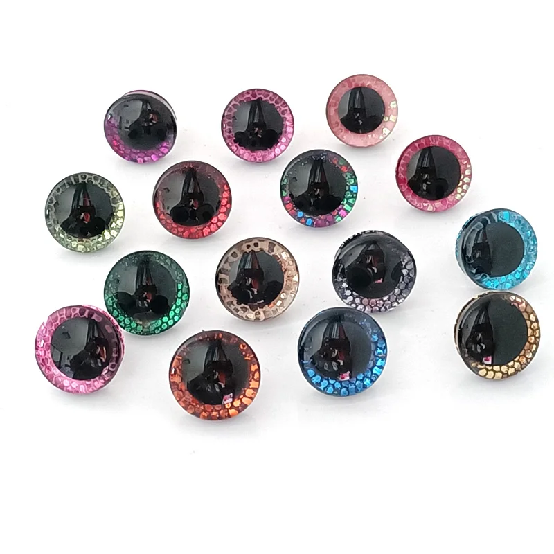 New Toy Eyes 50pcs/lot 9/12/14/16/18/20/25mm Mixed Color Glitter Safety Toy Eyes For Toy Amigurumi Doll Making Eyes