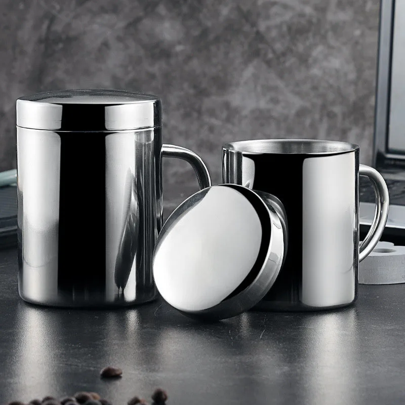 

210ml 260ml 400ml stainless steel portable mug home travel travel wash cup covered coffee milk cup adult child tea cup