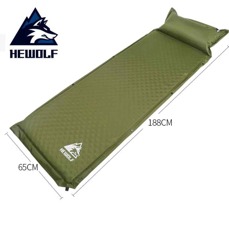 HEWOLF 2+ 1 сплайсированные уличные толстые 5 см автоматические надувные подушечки для уличной палатки походные коврики кровать матрас 2 цвета - Цвет: Green Single