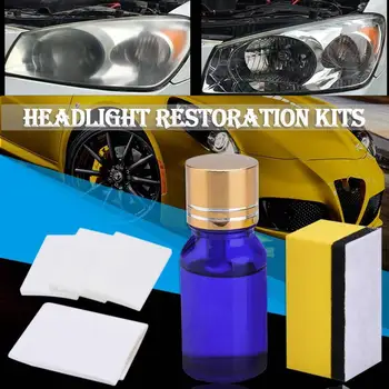 

Lens Restoration Kit Clean Wax Lamp Liquid Polisher Sponge Tape Dust-free