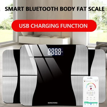 

Smart Body Fat Scale USB Charging Household Weighing Scale Health Body Fat Scale Weighing Scale Bluetooth Monitor LED Display