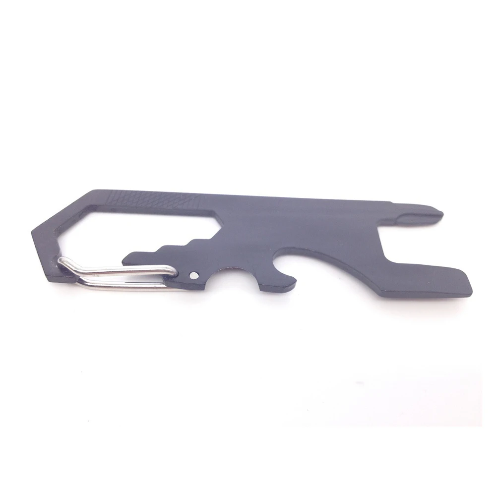 

Wholesale 100PCS/lot Black Stainless Steel Carabiner Metal Multi-function Key Ring Opener Hex Wrench For Outdoor Camping Pocket