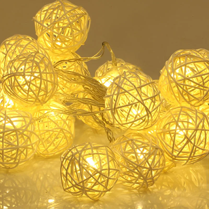 

5M 20LED EU Plug Rattan Ball LED String Light Holiday Fairy Light for Party Wedding Decoration Christmas Lights Garland Outdoor