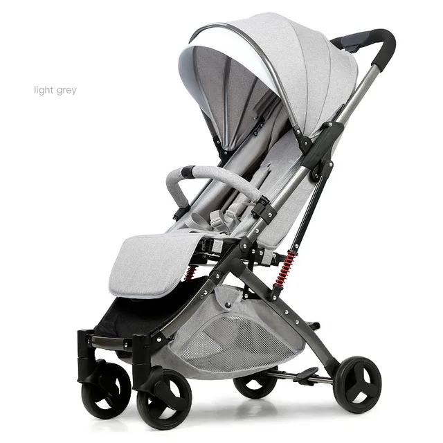 Light baby stroller delivery free ultra light newborn carriage folding can sit or lie suitable 4 seasons high demand - Color: light grey 3