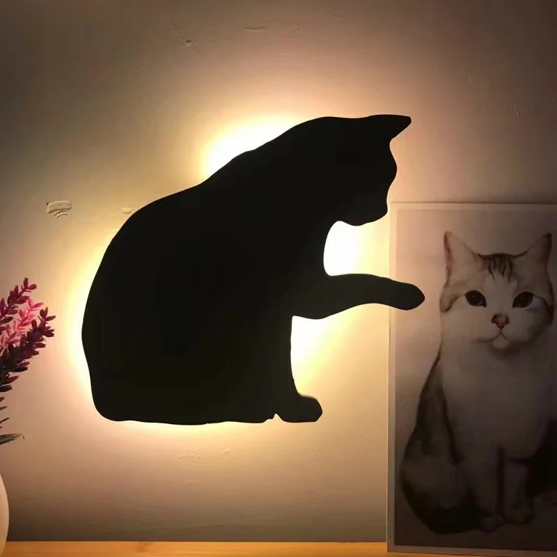 

BRELONG 3D cat mode projection lamp led light wall paste silhouette sensor night light
