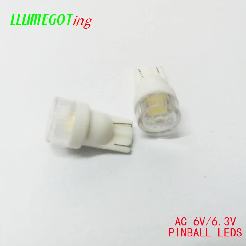 50pcs 플랫 렌 돔 194 T10 555 웨지 1x SMD5050 AC DC 6.3V 6V 여러 색상 비극성 발리 핀볼 게임 기계 LED 전구