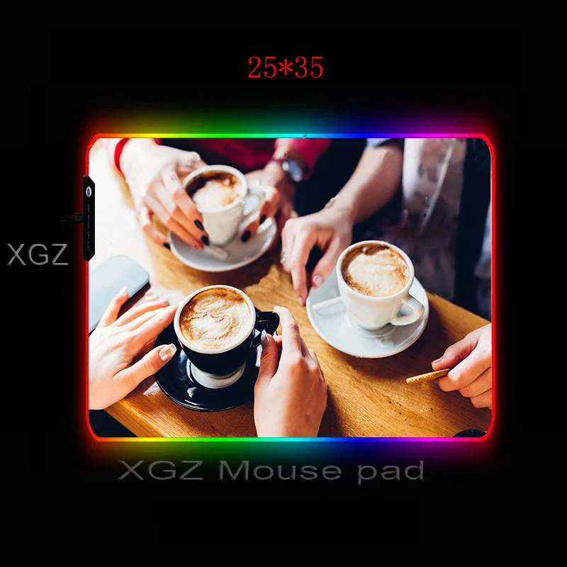  XGZ Afternoon Tea Coffee Custom Large RGB Gaming Lock-edge Mouse Pad Animated Computer Table Mat No