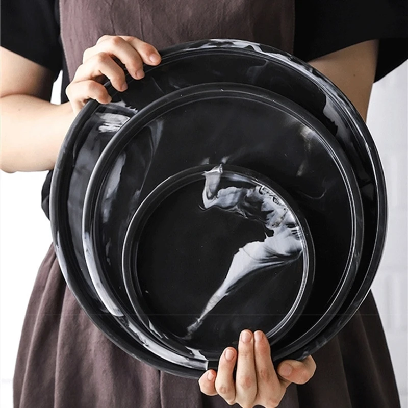 

Northern Europe Marble Black Ceramic Tray Creative Porcelain Household Goods Storage Tray Rectangular Dessert Plate