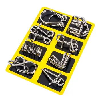 

Metal Nine Interlocking Link Puzzle Toy 8 Set Intelligence Unlocking Training Developmental Children Learning Education Toys