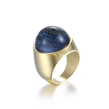 

Dark Blue Wisdom Cosmos Big stone fashion jewelry finger rings for men and women