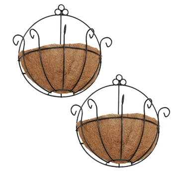 

2 PCS Iron Wall Hanging Gentleman Basket 25Cm Semi-Circular Plant Flower Wall Hanging Bracket Plant Hanger Decoration Suitable f
