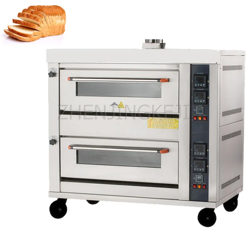 

Two Layers Four Plates Gas Oven 220V Commercial Large Scale Layered Pizza Bread Cake Bun Baking Dessert Store Cooking Appliances